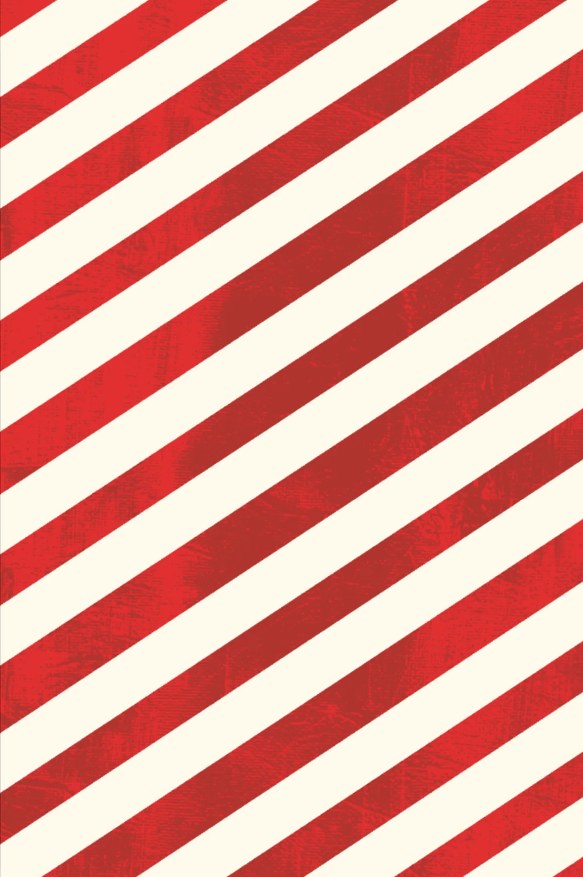 A card with red and cream candy cane stripes